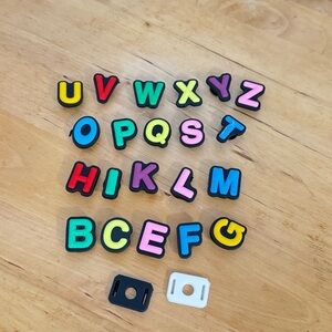 23 Crocs Clogs PVC Charms, Jibbitz Style Plug Shoe Charms Alphabet Letters